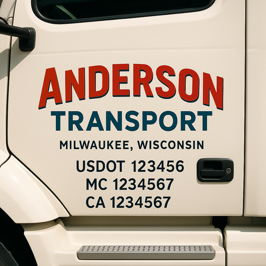 Custom Truck Door Decal Sticker Signs | Trucking or Business Name with City, USDOT, MC, CA Lettering Truck Signs