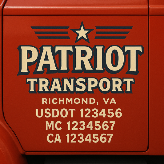 Custom Truck Door Decal Sticker Signs | Trucking or Business Name with City, USDOT, MC, CA Lettering Truck Signs