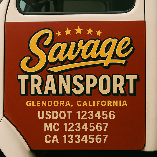 Custom Truck Door Decal Sticker Signs | Trucking or Business Name with City, USDOT, MC, CA Lettering Truck Signs