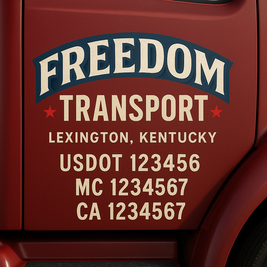 Custom Truck Door Decal Sticker Signs | Trucking or Business Name with City, USDOT, MC, CA Lettering Truck Signs
