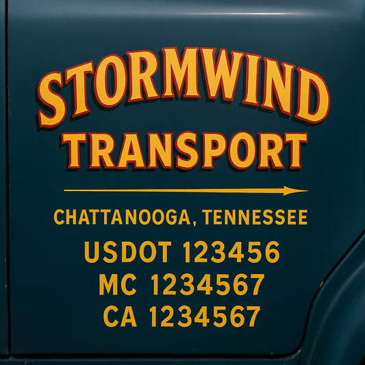 Custom Truck Door Decal Sticker Signs | Trucking or Business Name with City, USDOT, MC, CA Lettering Truck Signs