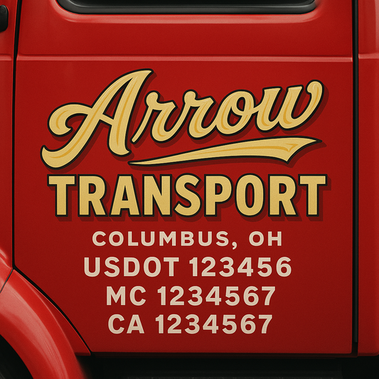 Custom Truck Door Decal Sticker Signs | Trucking or Business Name with City, USDOT, MC, CA Lettering Truck Signs