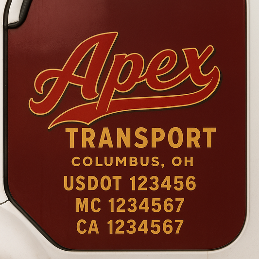 Custom Truck Door Decal Sticker Signs | Trucking or Business Name with City, USDOT, MC, CA Lettering Truck Signs
