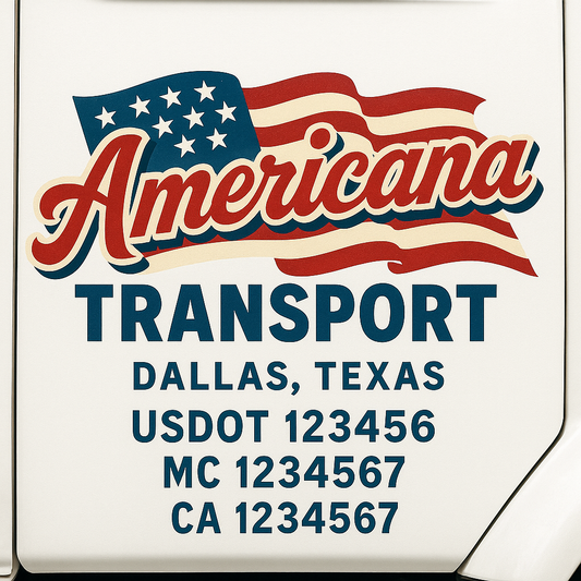Custom Truck Door Decal Sticker Signs | Trucking or Business Name with City, USDOT, MC, CA Lettering Truck Signs