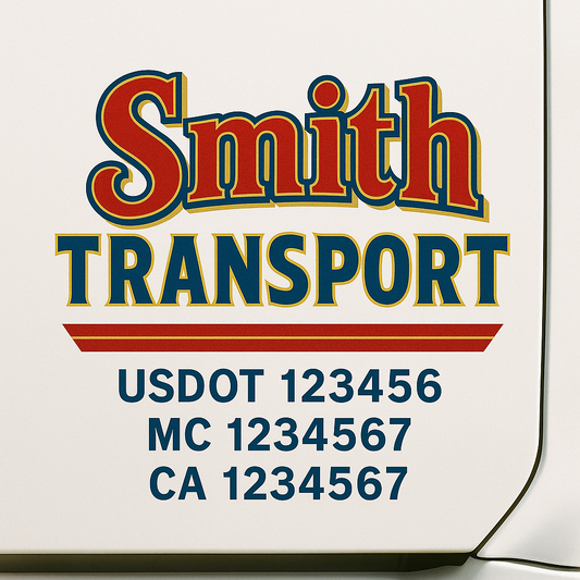 Custom Truck Door Decal Sticker Signs | Trucking or Business Name with City, USDOT, MC, CA Lettering Truck Signs