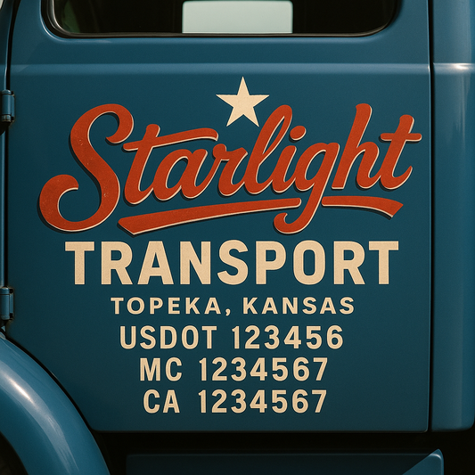 Custom Truck Door Decal Sticker Signs | Trucking or Business Name with City, USDOT, MC, CA Lettering Truck Signs