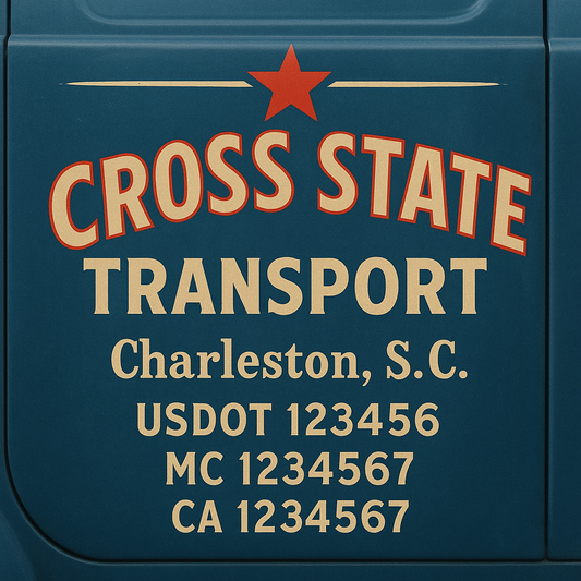 Custom Truck Door Decal Sticker Signs | Trucking or Business Name with City, USDOT, MC, CA Lettering Truck Signs