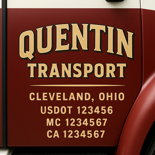 Custom Truck Door Decal Sticker Signs | Trucking or Business Name with City, USDOT, MC, CA Lettering Truck Signs
