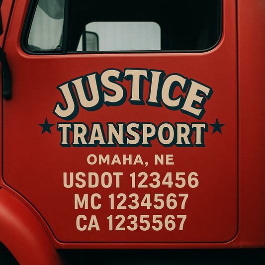 Custom Truck Door Decal Sticker Signs | Trucking or Business Name with City, USDOT, MC, CA Lettering Truck Signs