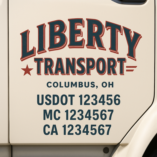 Custom Truck Door Decal Sticker Signs | Trucking or Business Name with City, USDOT, MC, CA Lettering Truck Signs