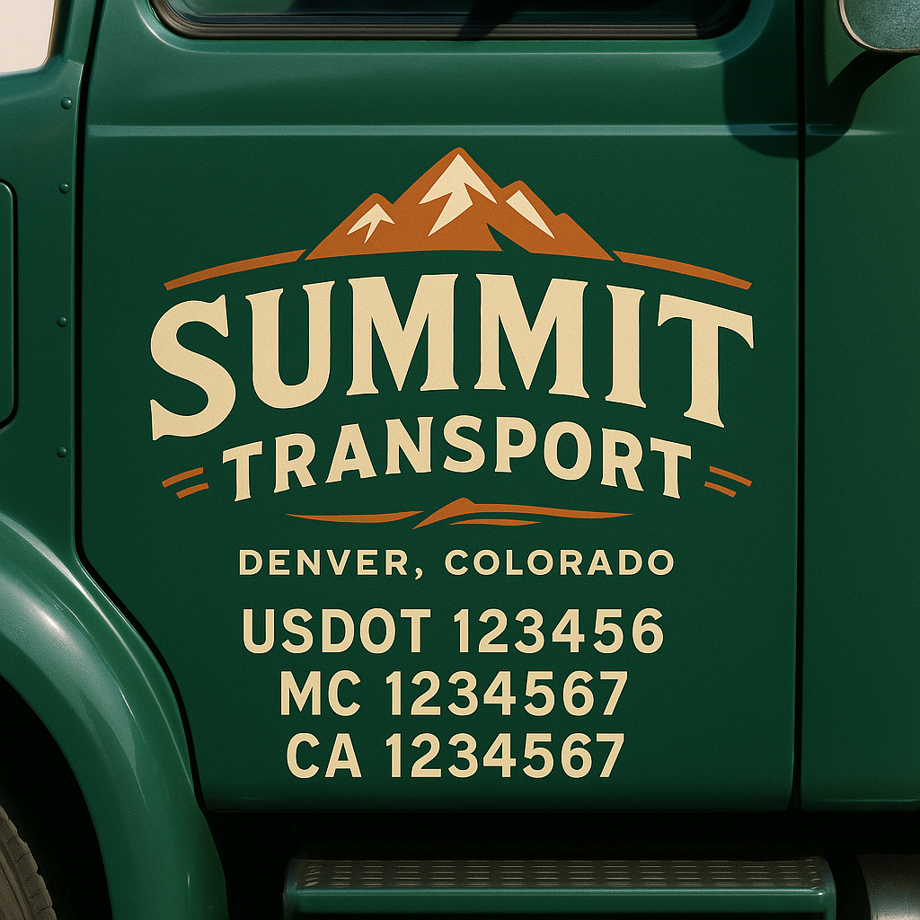 Custom Truck Door Decal Sticker Signs | Trucking or Business Name with City, USDOT, MC, CA Lettering Truck Signs