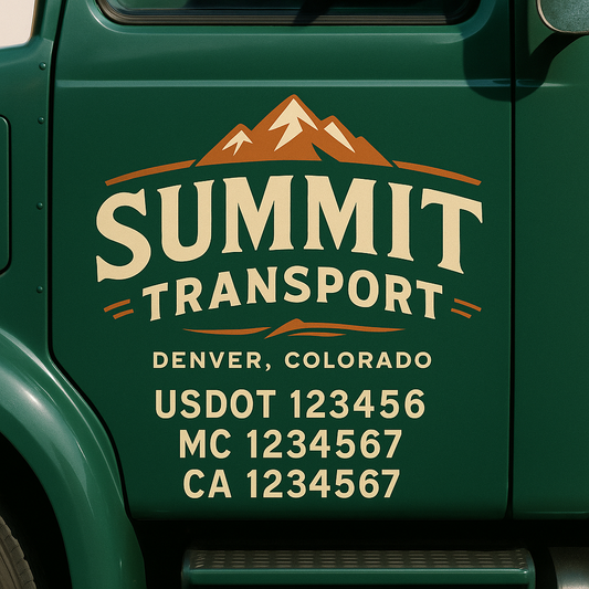 Custom Truck Door Decal Sticker Signs | Trucking or Business Name with City, USDOT, MC, CA Lettering Truck Signs