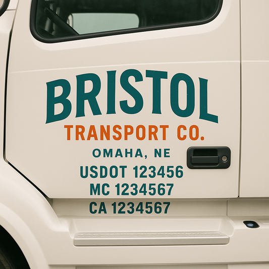 Custom Truck Door Decal Sticker Signs | Trucking or Business Name with City, USDOT, MC, CA Lettering Truck Signs