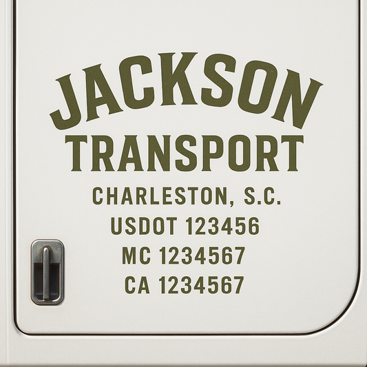 Custom Truck Door Decal Sticker Signs | Trucking or Business Name with City, USDOT, MC, CA Lettering Truck Signs