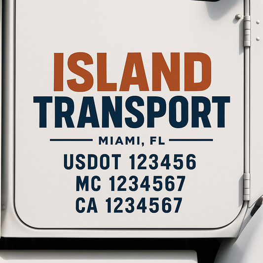 Custom Truck Door Decal Sticker Signs | Trucking or Business Name with City, USDOT, MC, CA Lettering Truck Signs