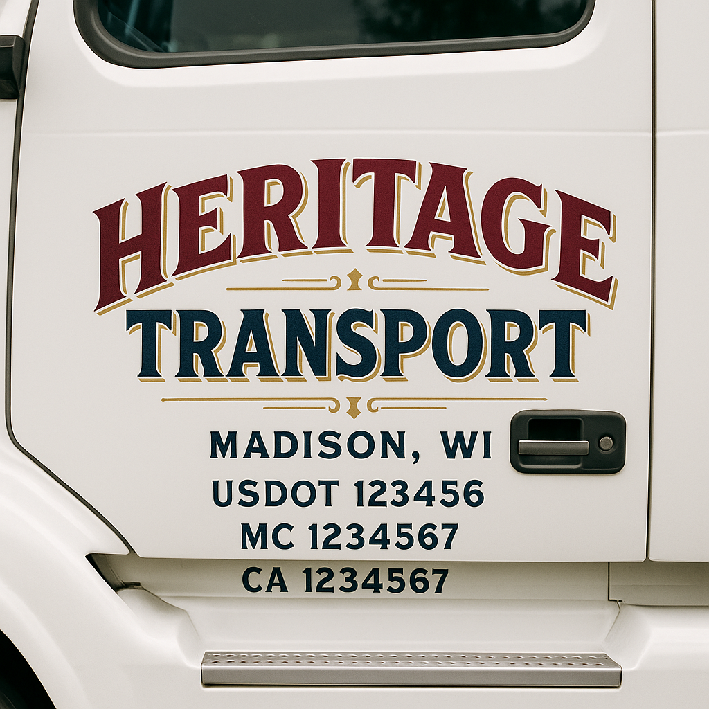 Custom Truck Door Decal Sticker Signs | Trucking or Business Name with City, USDOT, MC, CA Lettering Truck Signs