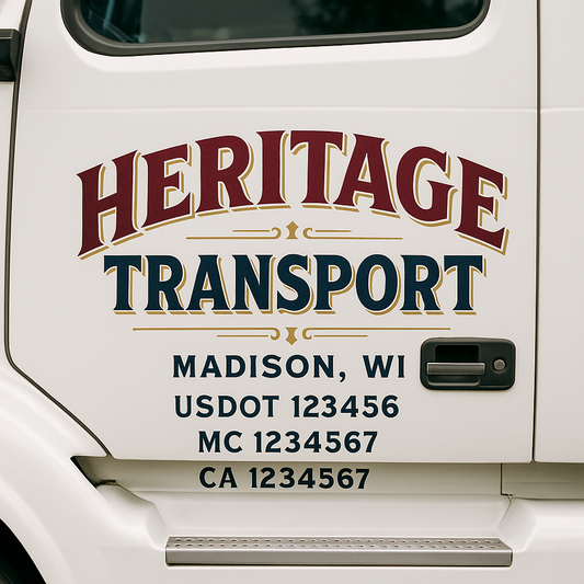 Custom Truck Door Decal Sticker Signs | Trucking or Business Name with City, USDOT, MC, CA Lettering Truck Signs