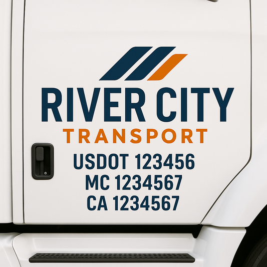 Custom Truck Door Decal Sticker Signs | Trucking or Business Name with City, USDOT, MC, CA Lettering Truck Signs