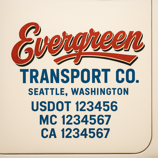 Custom Truck Door Decal Sticker Signs | Trucking or Business Name with City, USDOT, MC, CA Lettering Truck Signs