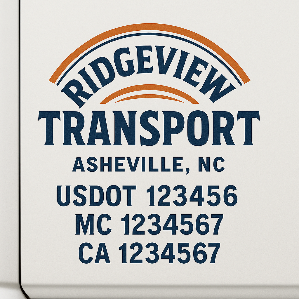 Custom Truck Door Decal Sticker Signs | Trucking or Business Name with City, USDOT, MC, CA Lettering Truck Signs