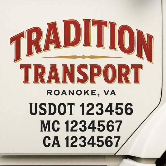 Custom Truck Door Decal Sticker Signs | Trucking or Business Name with City, USDOT, MC, CA Lettering Truck Signs
