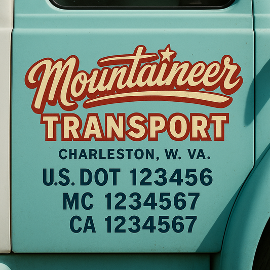 Custom Truck Door Decal Sticker Signs | Trucking or Business Name with City, USDOT, MC, CA Lettering Truck Signs