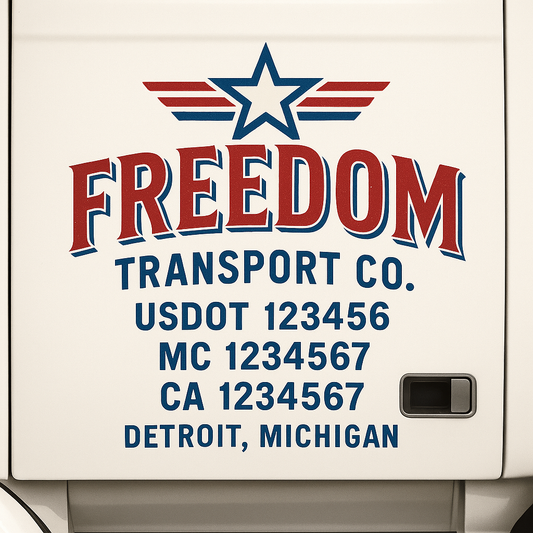 Custom Truck Door Decal Sticker Signs | Trucking or Business Name with City, USDOT, MC, CA Lettering Truck Signs
