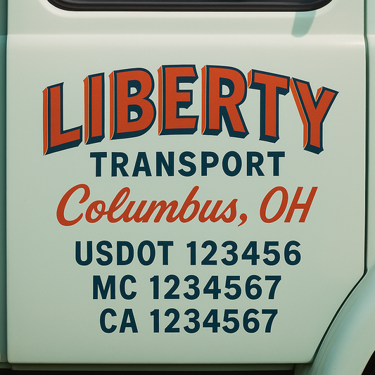 Custom Truck Door Decal Sticker Signs | Trucking or Business Name with City, USDOT, MC, CA Lettering Truck Signs
