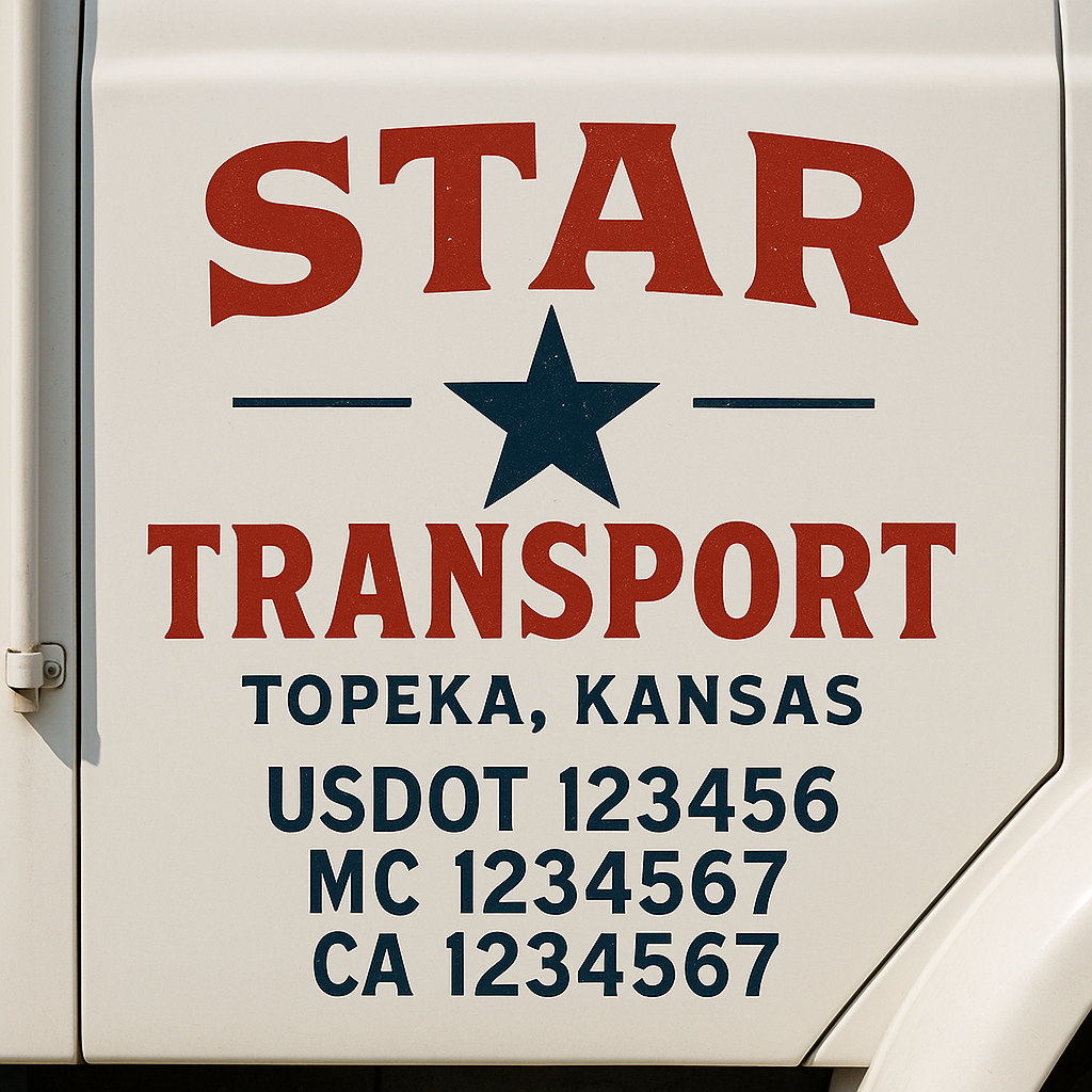 Custom Truck Door Decal Sticker Signs | Trucking or Business Name with City, USDOT, MC, CA Lettering Truck Signs