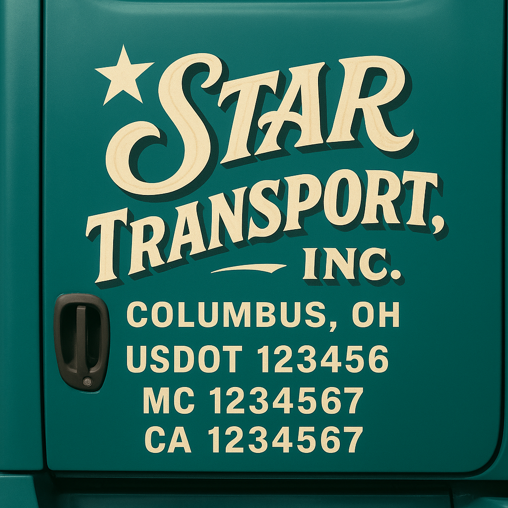 Custom Truck Door Decal Sticker Signs | Trucking or Business Name with City, USDOT, MC, CA Lettering Truck Signs