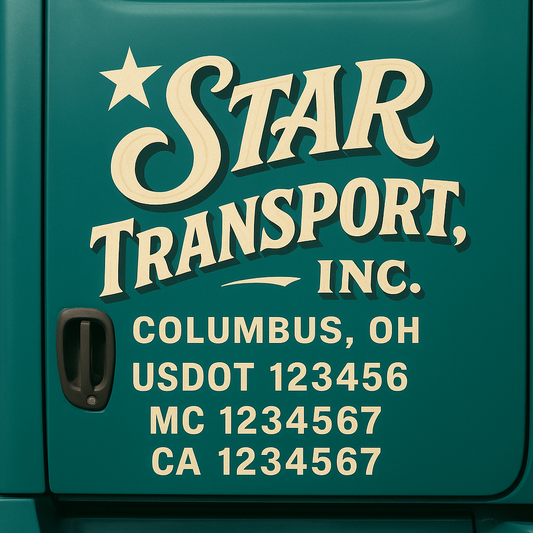 Custom Truck Door Decal Sticker Signs | Trucking or Business Name with City, USDOT, MC, CA Lettering Truck Signs