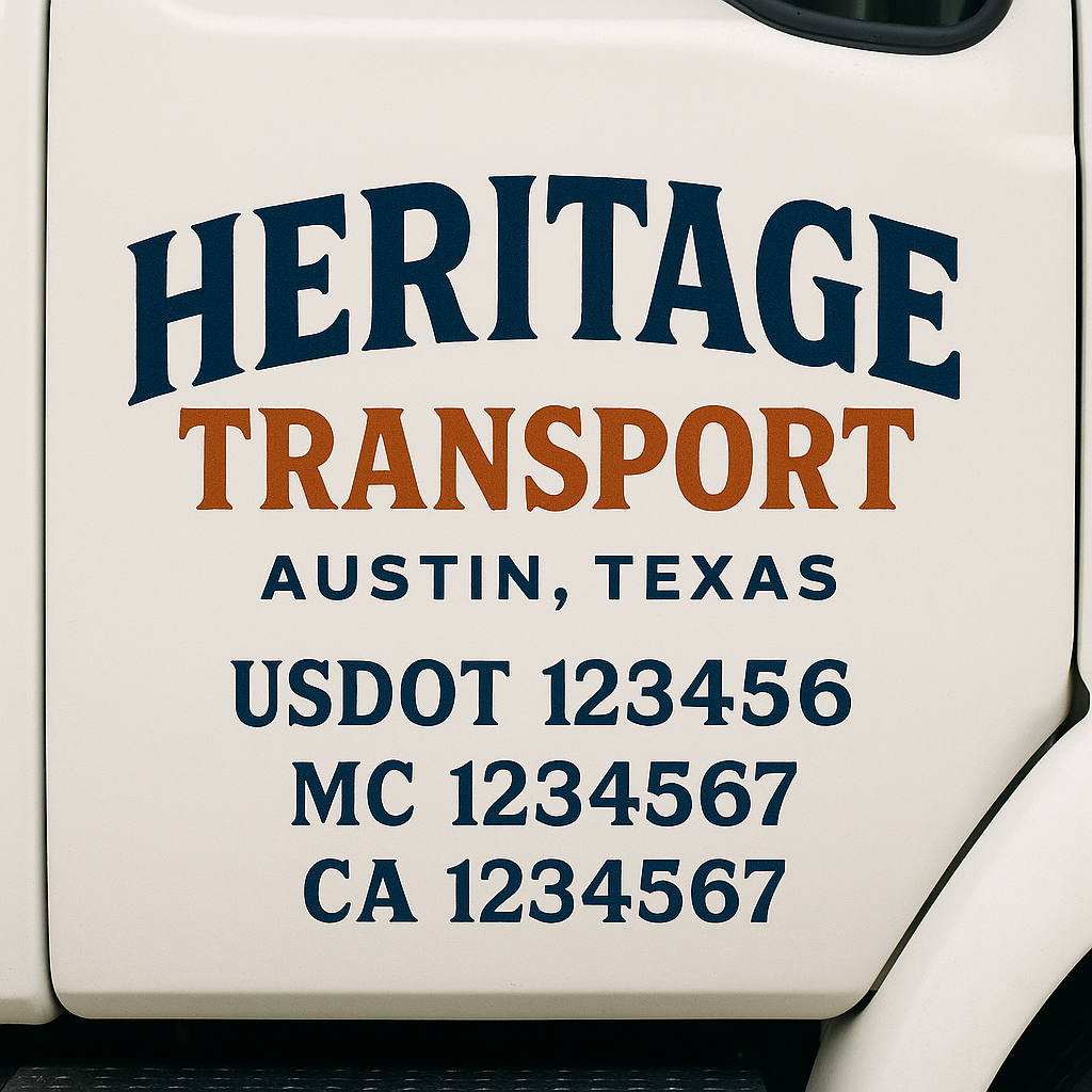 Custom Truck Door Decal Sticker Signs | Trucking or Business Name with City, USDOT, MC, CA Lettering Truck Signs