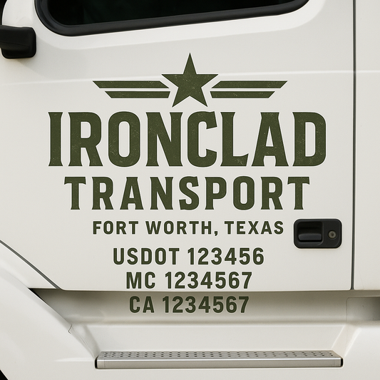 Custom Truck Door Decal Sticker Signs | Trucking or Business Name with City, USDOT, MC, CA Lettering Truck Signs