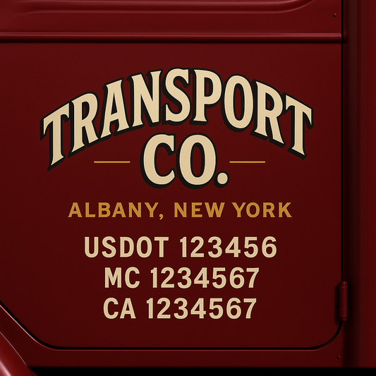 Custom Truck Door Decal Sticker Signs | Trucking or Business Name with City, USDOT, MC, CA Lettering Truck Signs