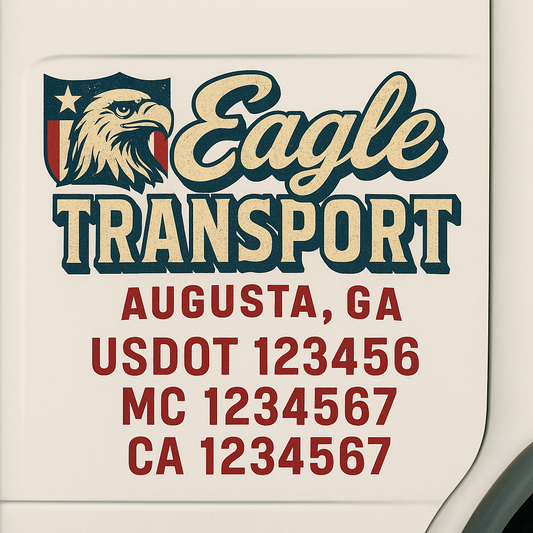 Custom Truck Door Decal Sticker Signs | Trucking or Business Name with City, USDOT, MC, CA Lettering Truck Signs