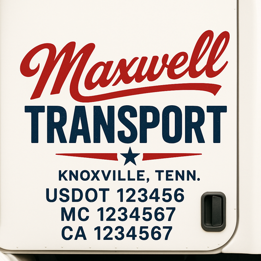Custom Truck Door Decal Sticker Signs | Trucking or Business Name with City, USDOT, MC, CA Lettering Truck Signs