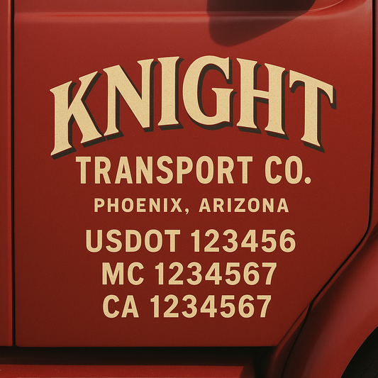 Custom Truck Door Decal Sticker Signs | Trucking or Business Name with City, USDOT, MC, CA Lettering Truck Signs