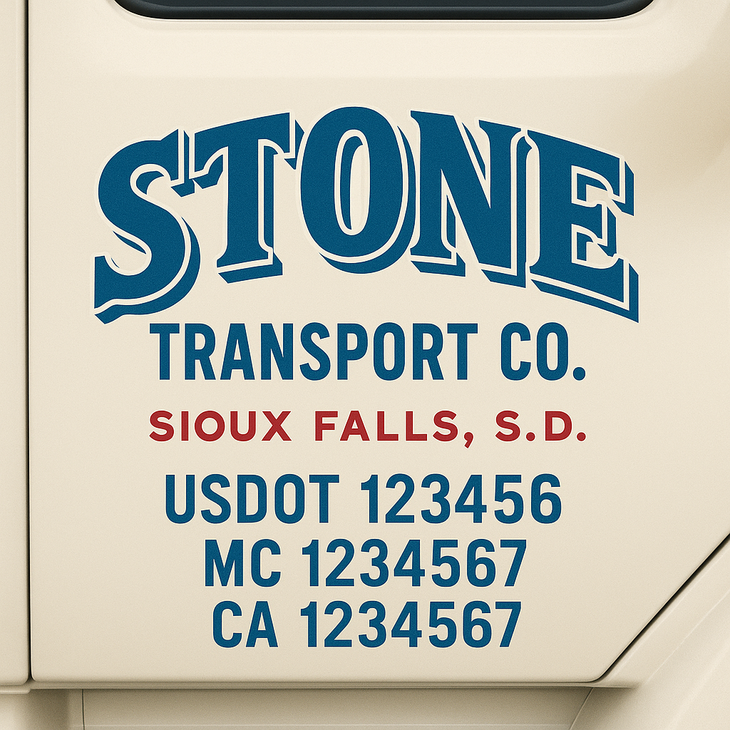 Custom Truck Door Decal Sticker Signs | Trucking or Business Name with City, USDOT, MC, CA Lettering Truck Signs