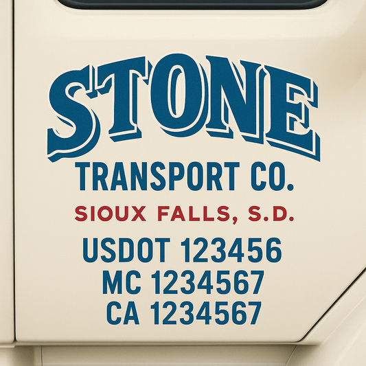 Custom Truck Door Decal Sticker Signs | Trucking or Business Name with City, USDOT, MC, CA Lettering Truck Signs