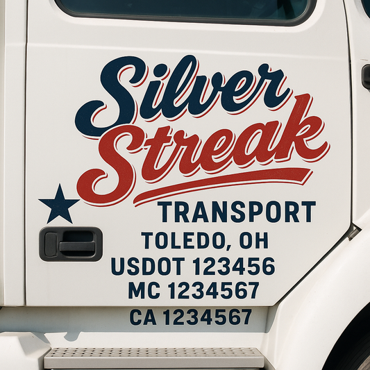 Custom Truck Door Decal Sticker Signs | Trucking or Business Name with City, USDOT, MC, CA Lettering Truck Signs
