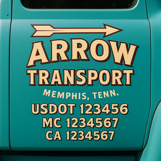 Custom Truck Door Decal Sticker Signs | Trucking or Business Name with City, USDOT, MC, CA Lettering Truck Signs