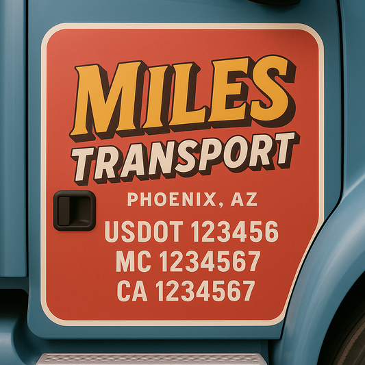 Custom Truck Door Decal Sticker Signs | Trucking or Business Name with City, USDOT, MC, CA Lettering Truck Signs