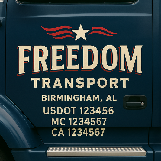 Custom Truck Door Decal Sticker Signs | Trucking or Business Name with City, USDOT, MC, CA Lettering Truck Signs