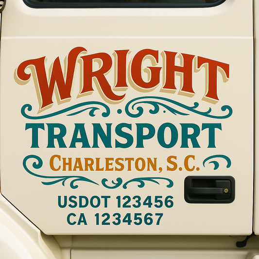 Custom Truck Door Decal Sticker Signs | Trucking or Business Name with City, USDOT, MC, CA Lettering Truck Signs