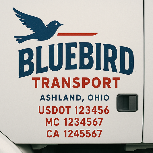 Custom Truck Door Decal Sticker Signs | Trucking or Business Name with City, USDOT, MC, CA Lettering Truck Signs
