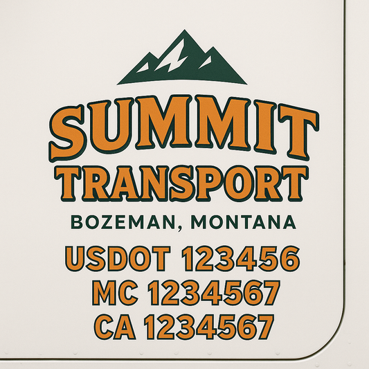 Custom Truck Door Decal Sticker Signs | Trucking or Business Name with City, USDOT, MC, CA Lettering Truck Signs