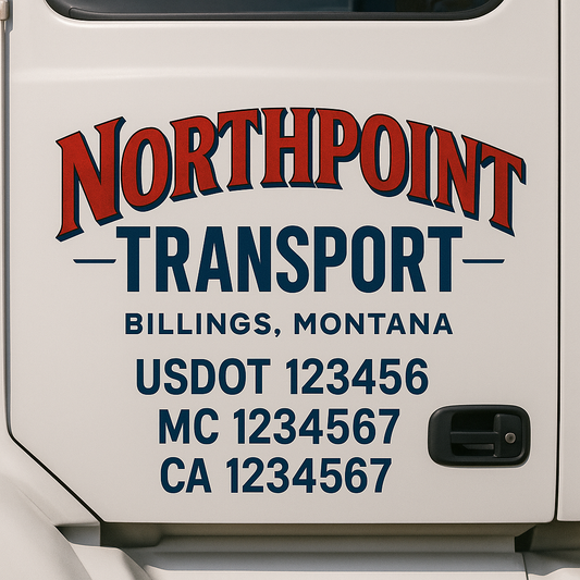 Custom Truck Door Decal Sticker Signs | Trucking or Business Name with City, USDOT, MC, CA Lettering Truck Signs