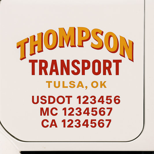 Custom Truck Door Decal Sticker Signs | Trucking or Business Name with City, USDOT, MC, CA Lettering Truck Signs