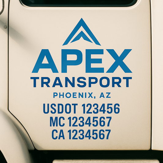 Custom Truck Door Decal Sticker Signs | Trucking or Business Name with City, USDOT, MC, CA Lettering Truck Signs
