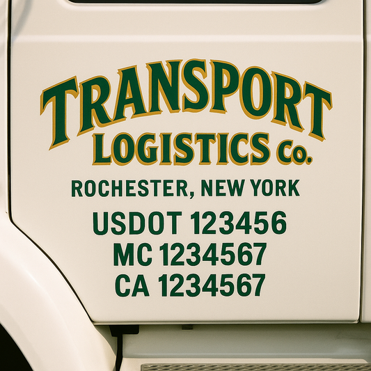Custom Truck Door Decal Sticker Signs | Trucking or Business Name with City, USDOT, MC, CA Lettering Truck Signs